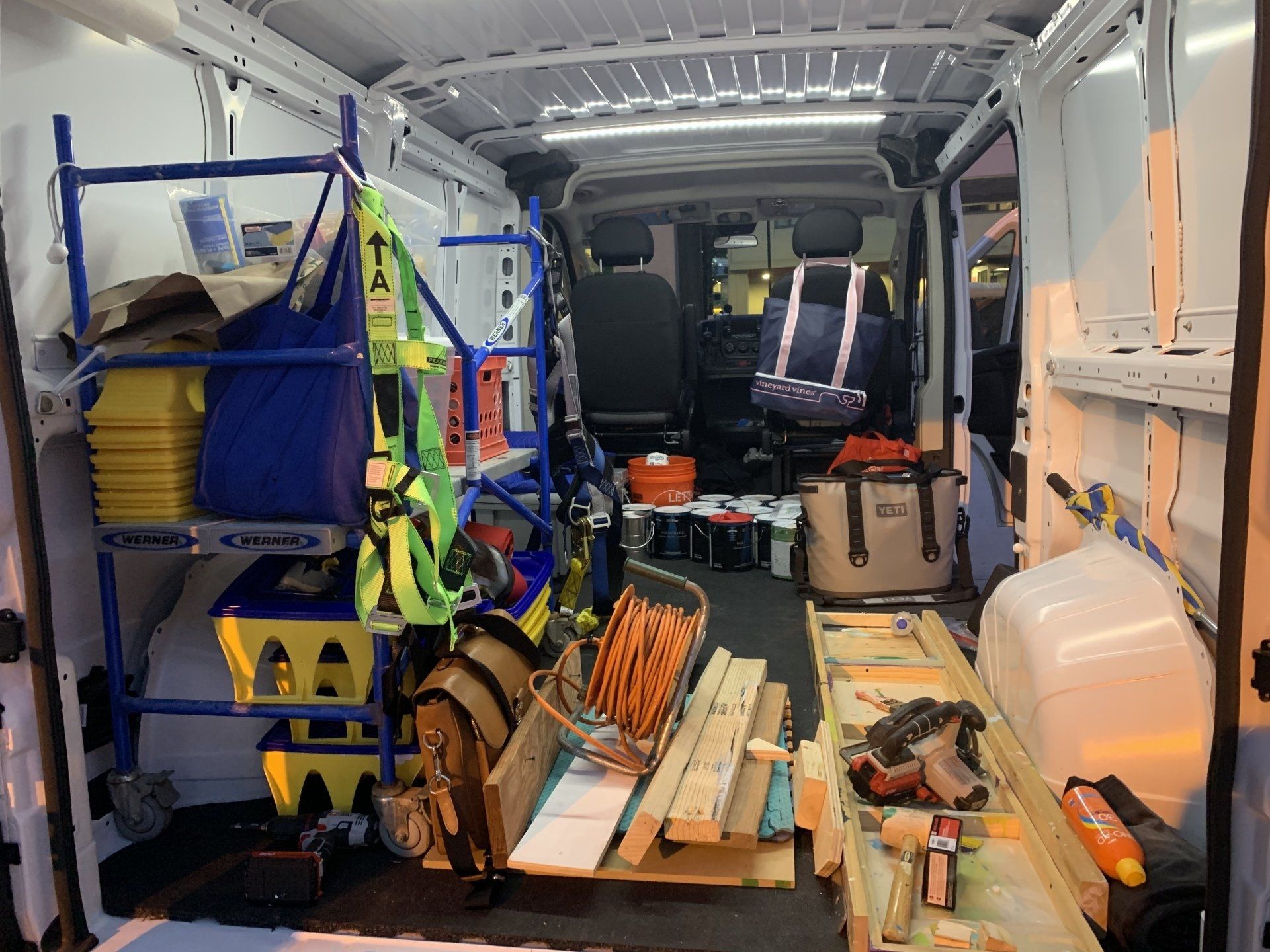 The artist's vehicle carrying all the equipment