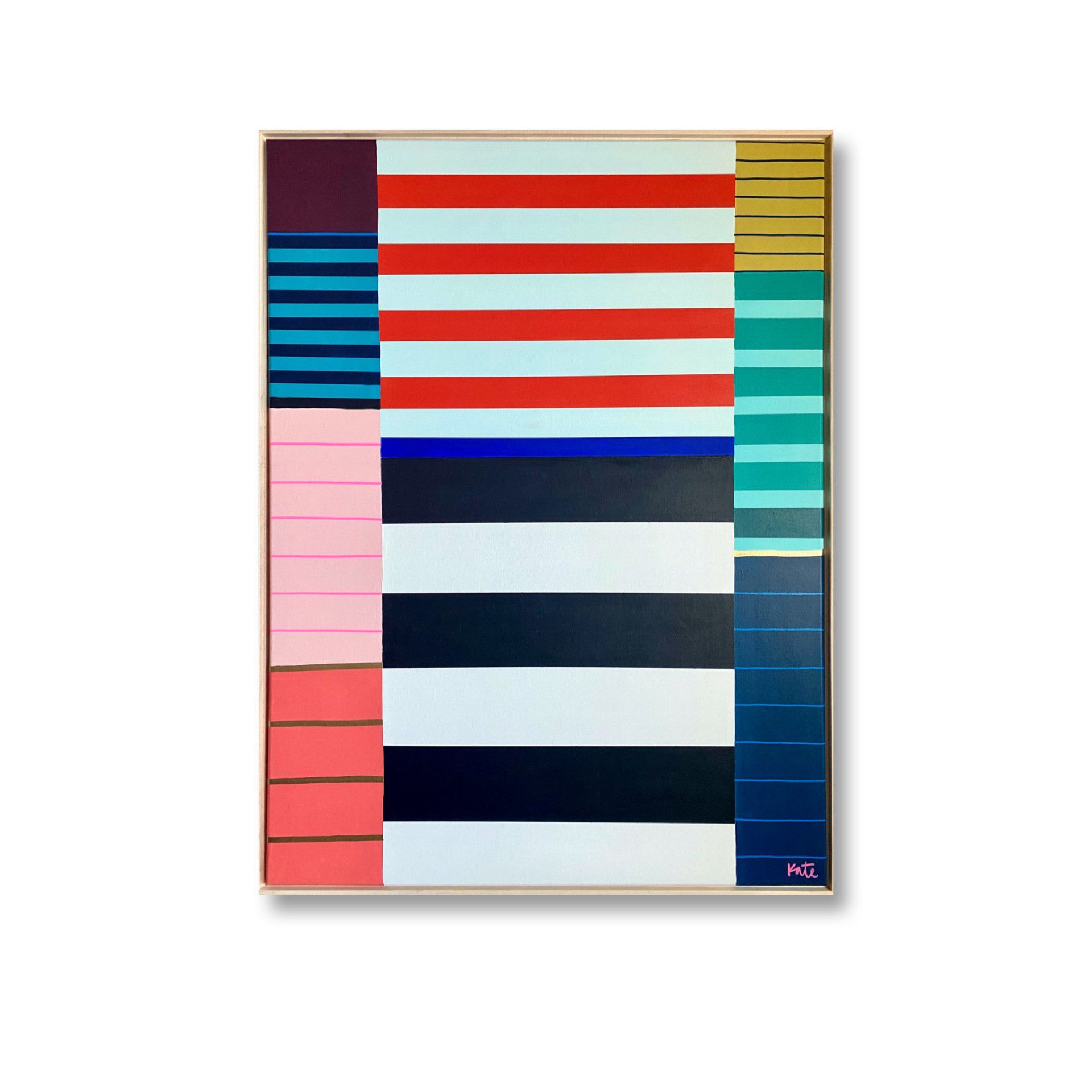 Katie Craig Red, Striped and Blue, 2022  Acrylic on canvas 30 x 40 x 2 in. $2,550.00 or 255/mo with ArtMoney