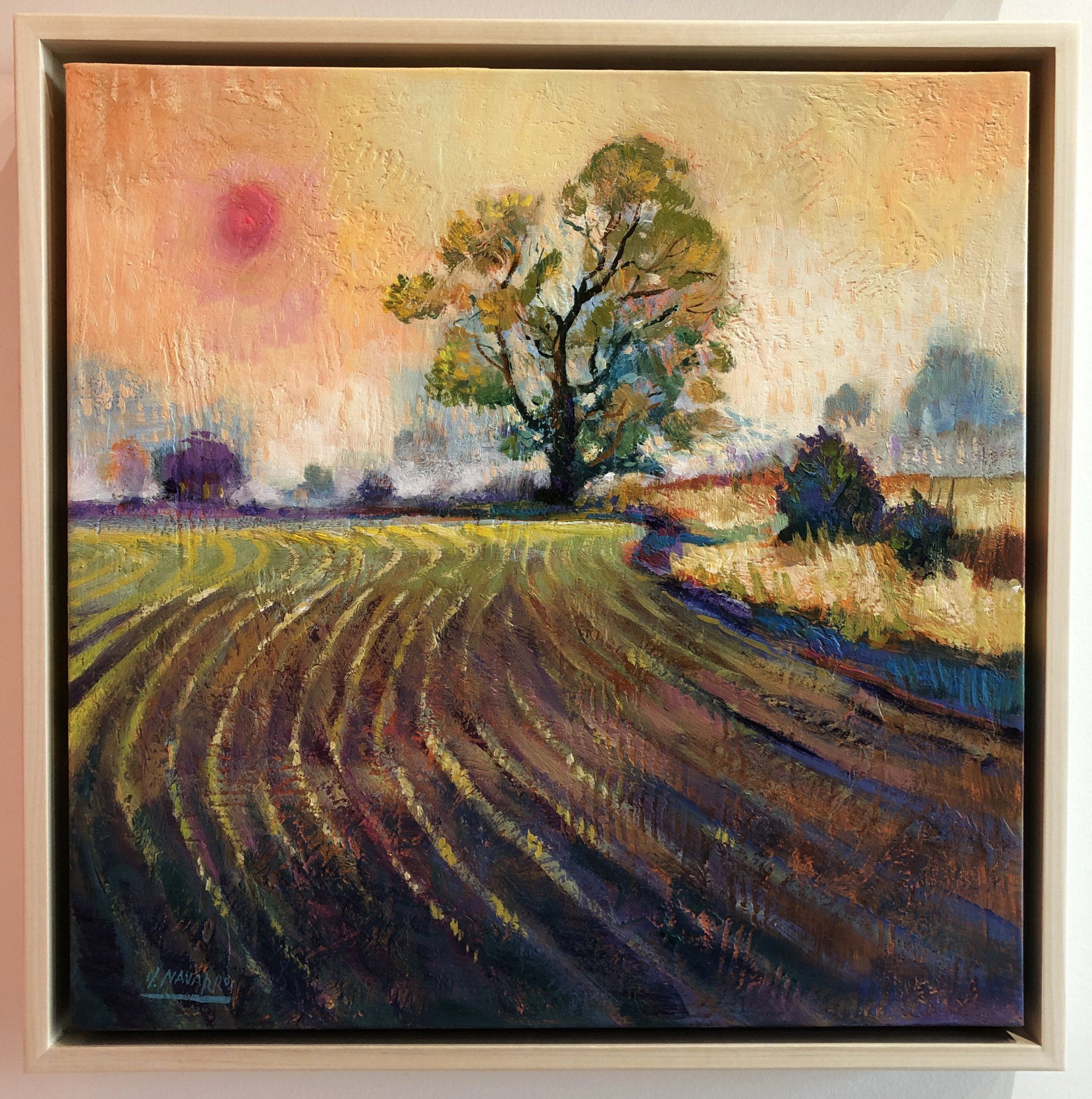 James Navarro, Untitled, Orange field, 2020, Acrylic on canvas, 22 x 22 in, $800