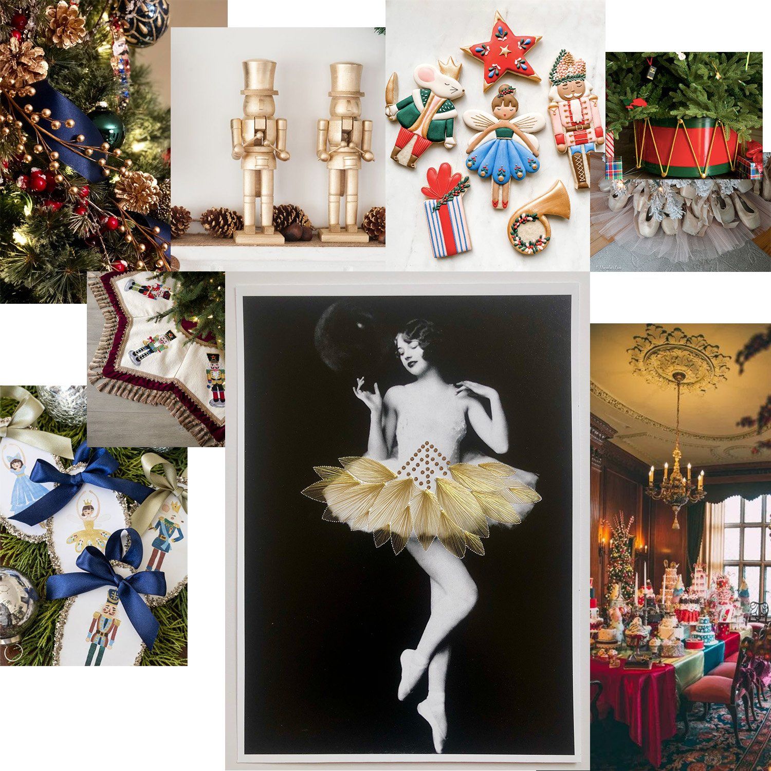 Gold Dancer, 2019  Jose Romussi   with nutcracker and ballet themed holiday decorations 