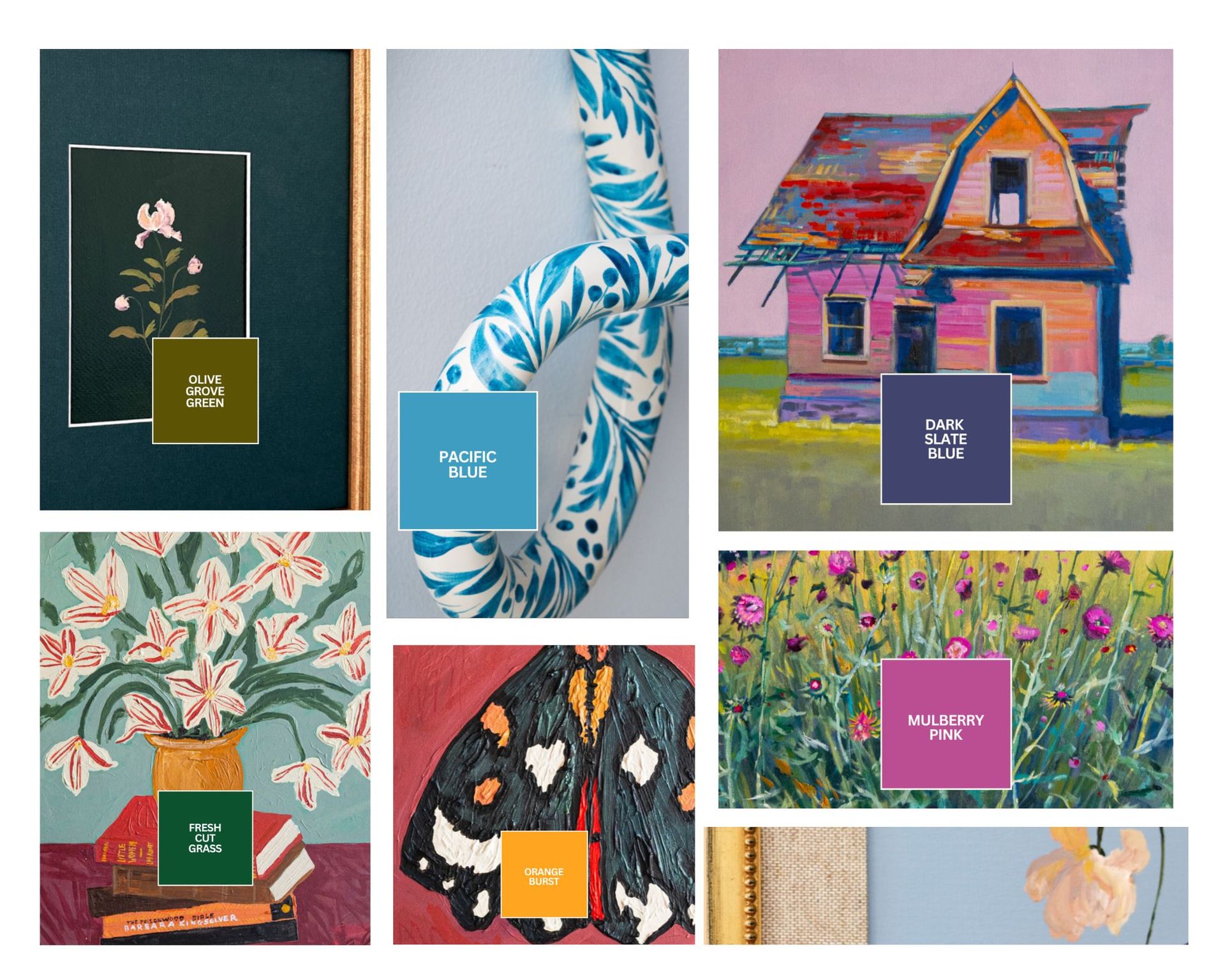 Scheme of multiple artists with matching color swatch