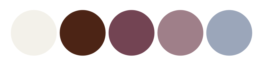 Color Palette of Mauves, pinks, cream, and soft blues