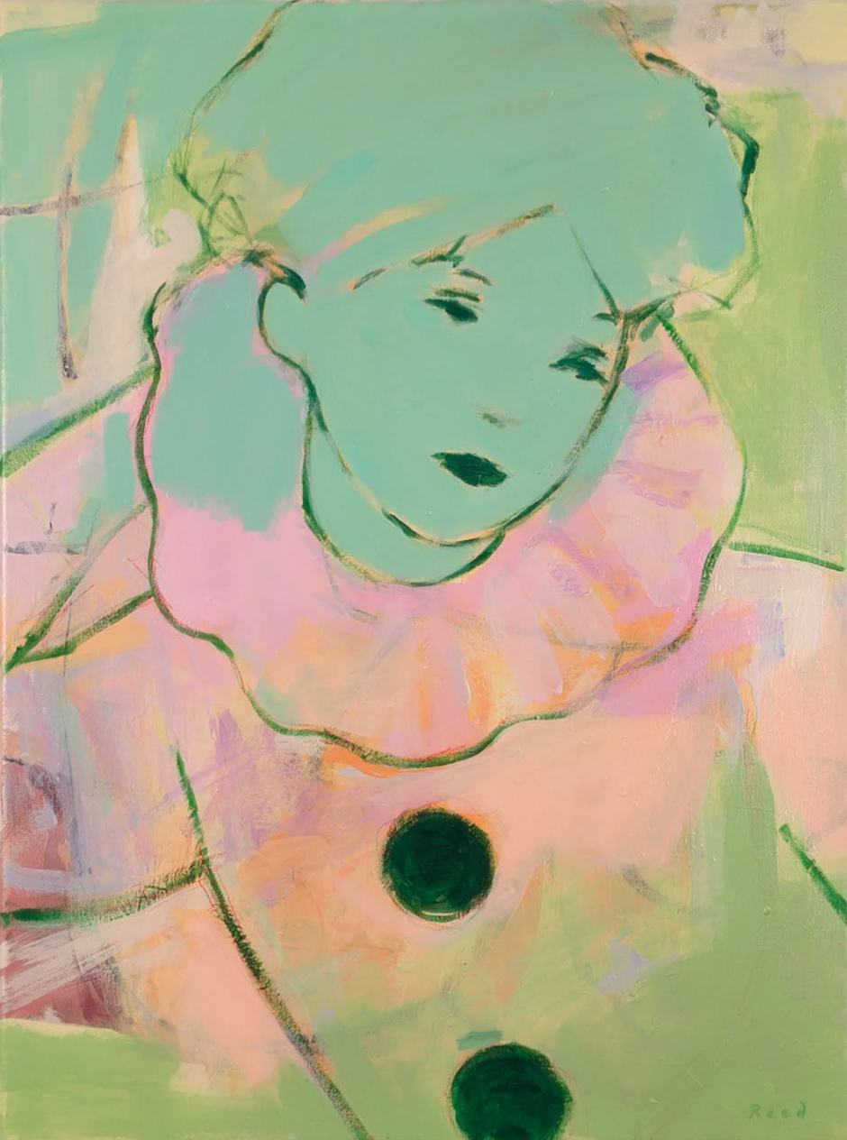 clown-like female dressed like a female pierott clown