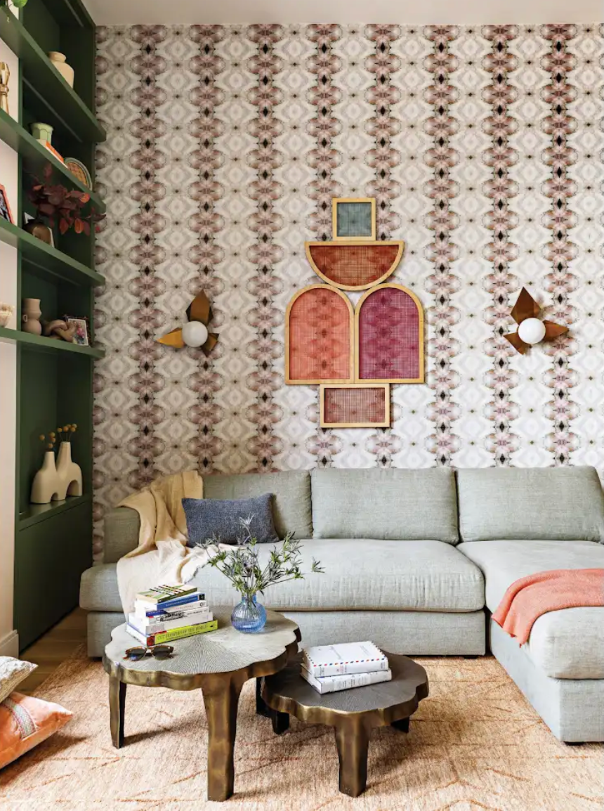 Hayley Sheldon’s artwork in a small personality filled room