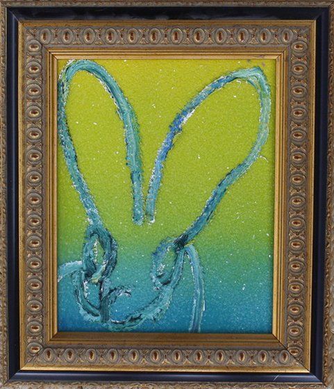 Hunt Slonem bunny, available at the gallery, diamond dust