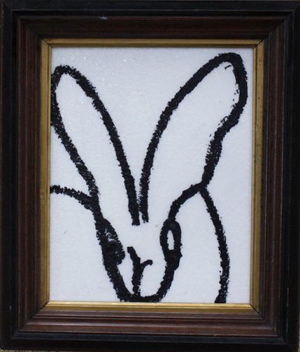 Hunt Slonem bunny, available at the gallery, diamond dust