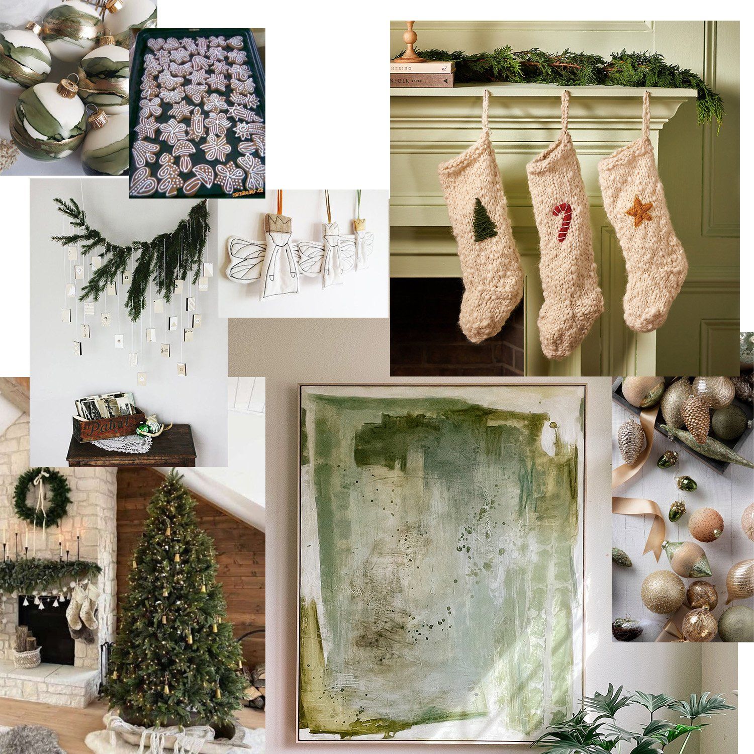 Firmly Planted, 2022  by artist Kristen Abbott with green and cozy holiday decorations