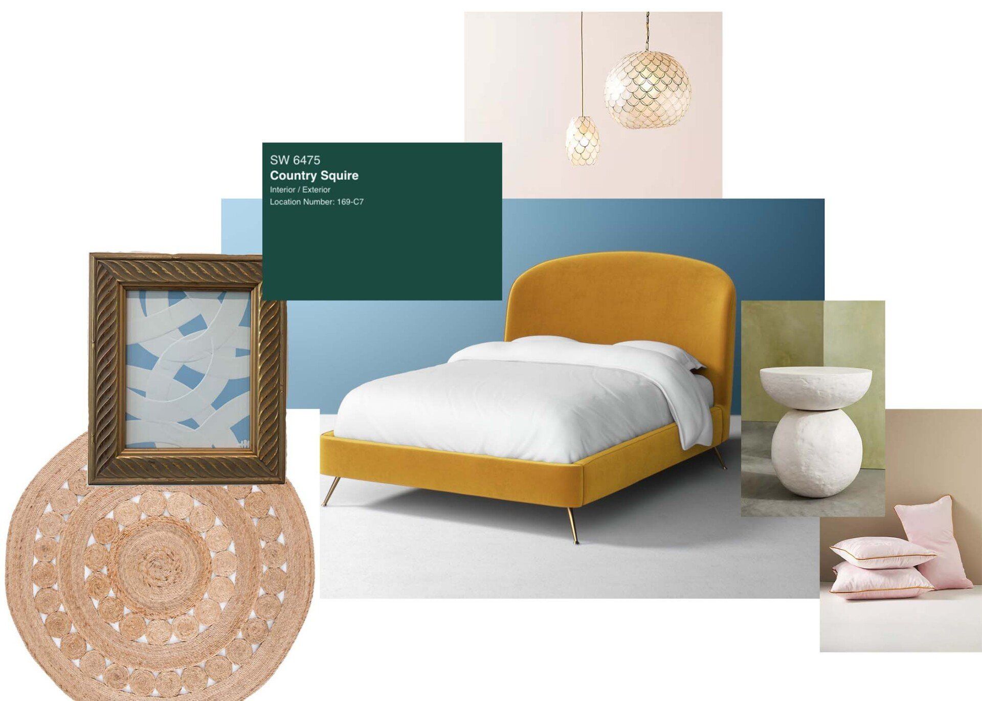 Bedroom mood board featuring Hillary Howorth, Better Together IV, 2021