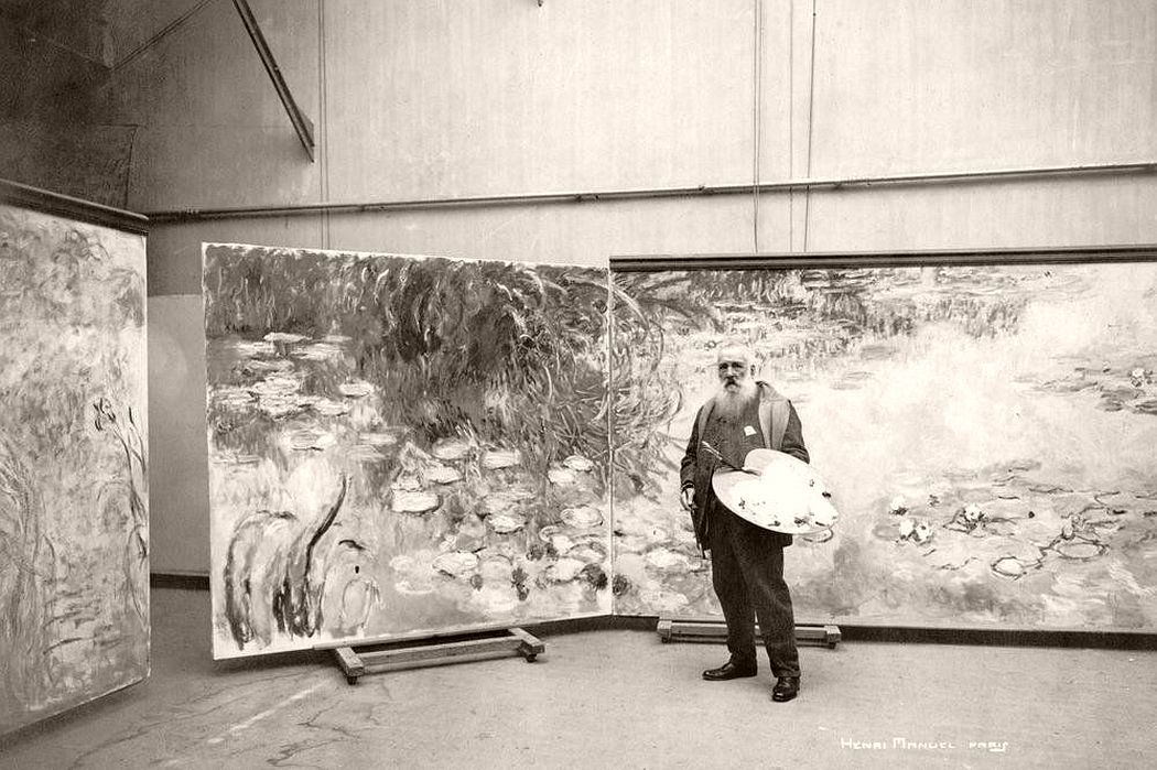 Claude Monet in his studio (circa 1920) Photograph by Henri Manuel