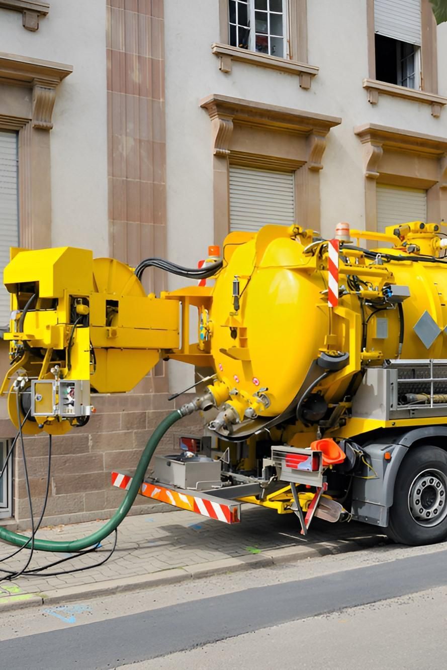 A Yellow Vacuum Truck is Parked on the Side of the Road — Sue's Clear Water in Mackay, QLD