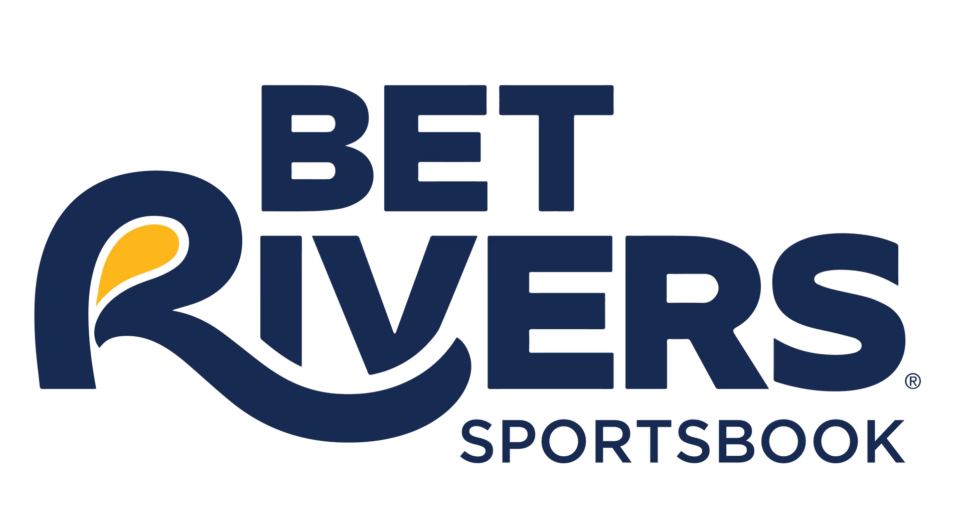The logo for bet rivers sportsbook is blue and yellow.