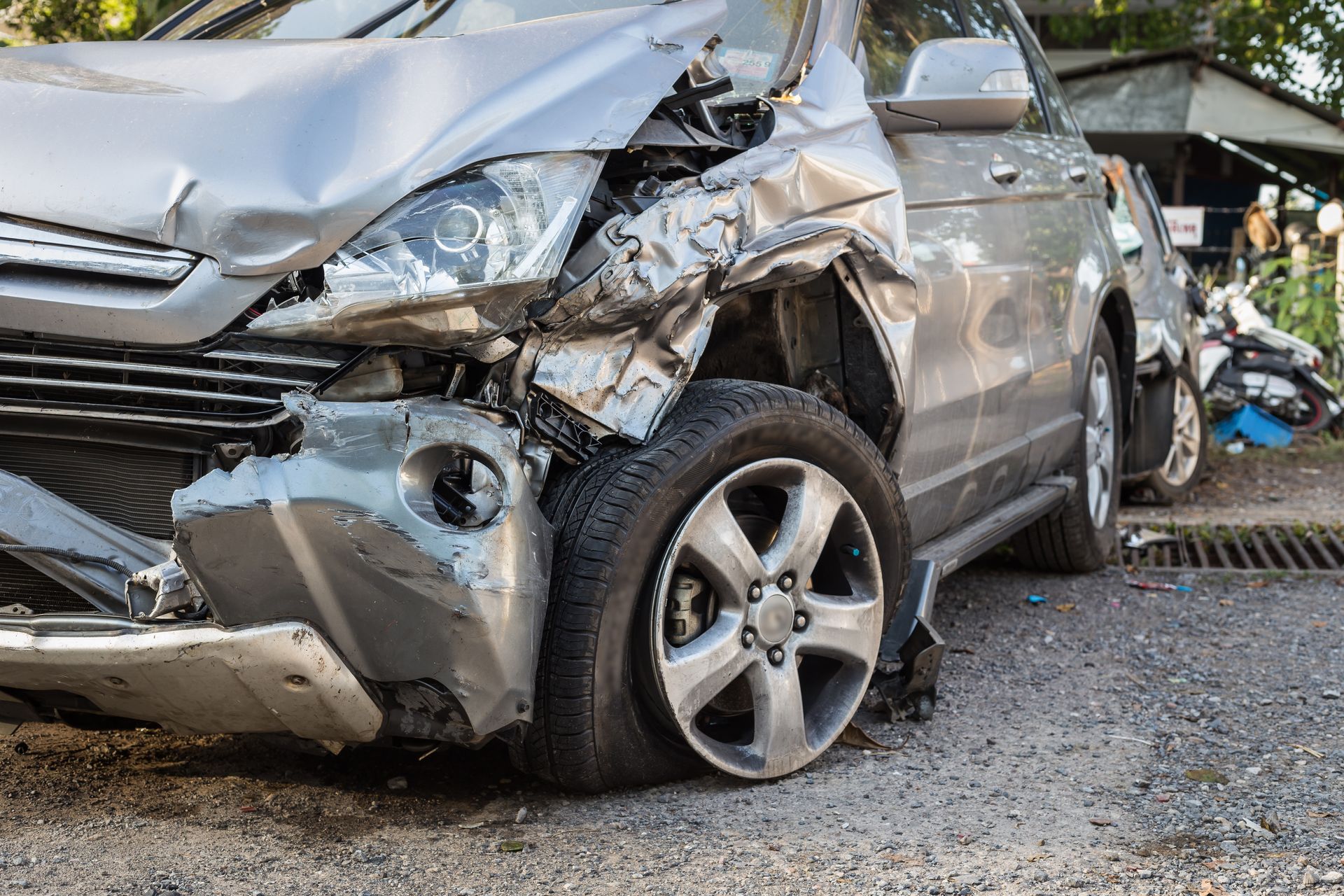 A picture of rideshare car damaged in a crash. 