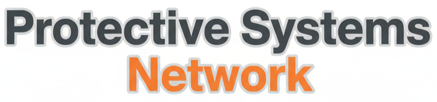 "Protective Systems Network" text, the word "Network" is orange.