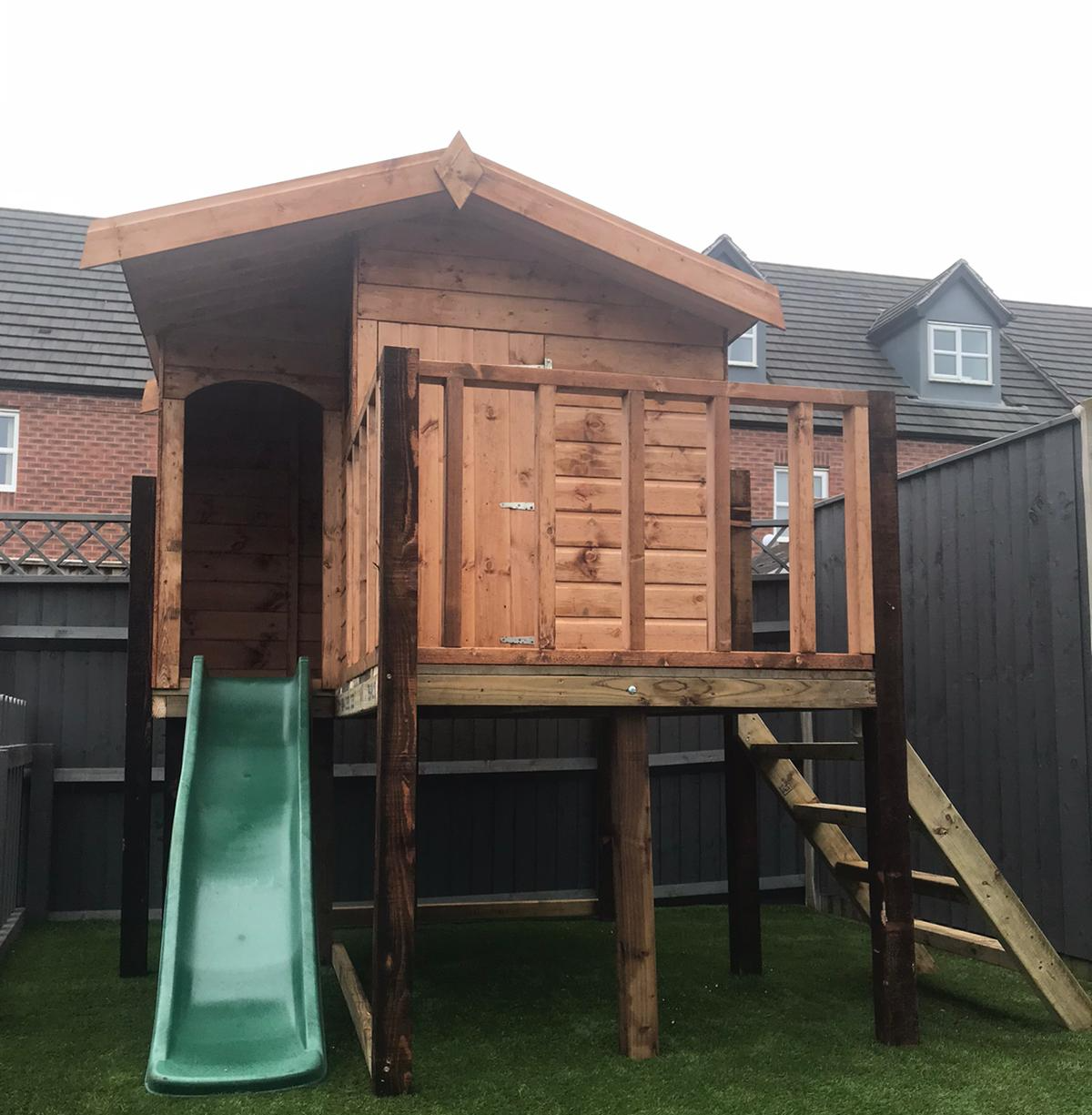 Raised playhouse with stairs