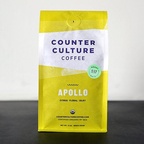 A yellow bag of counter culture coffee called apollo