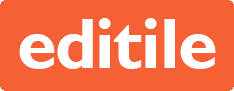 The word editile is written in white on an orange background.