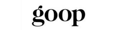 The word goop is written in black on a white background.