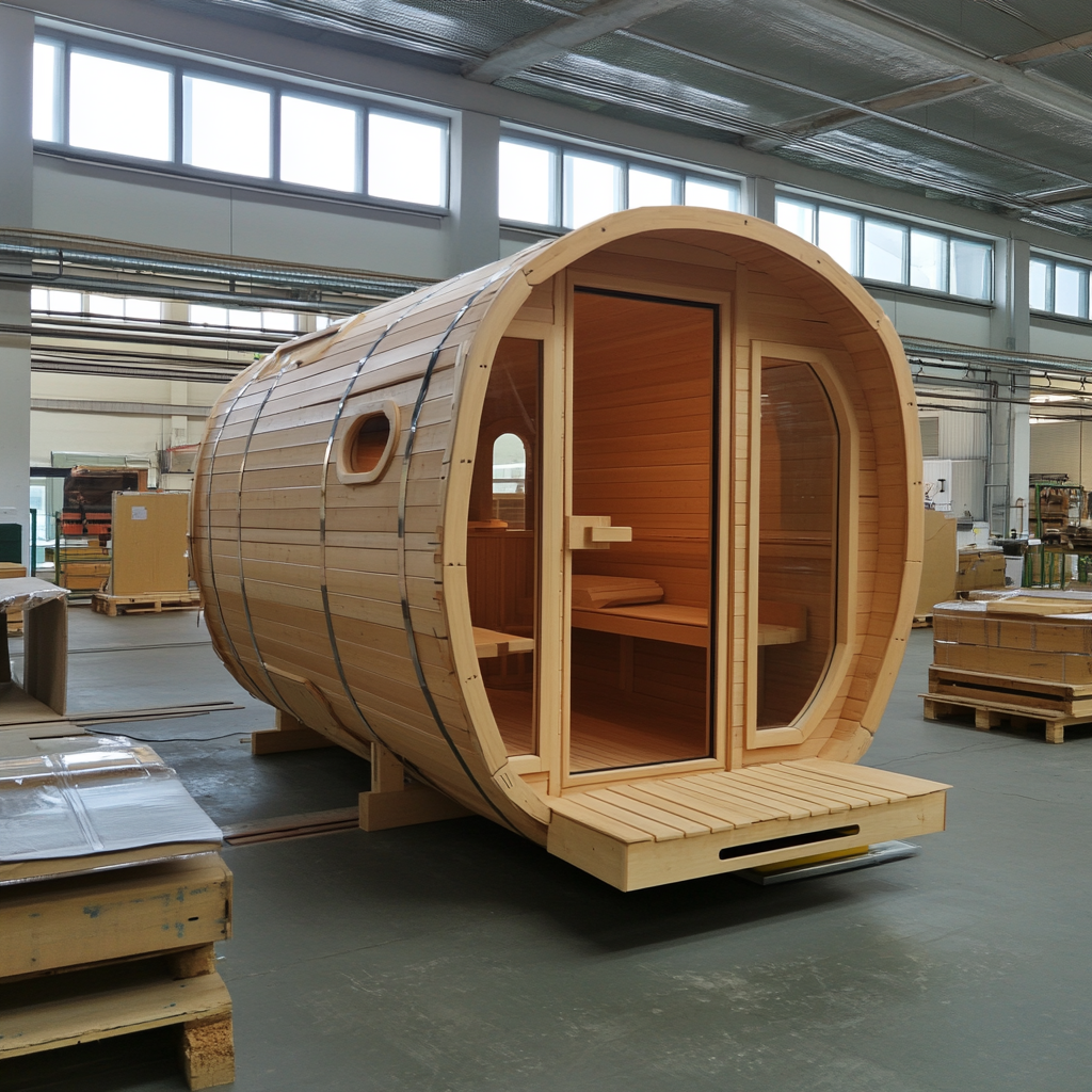 Warehouse for a sauna manufacturing business.