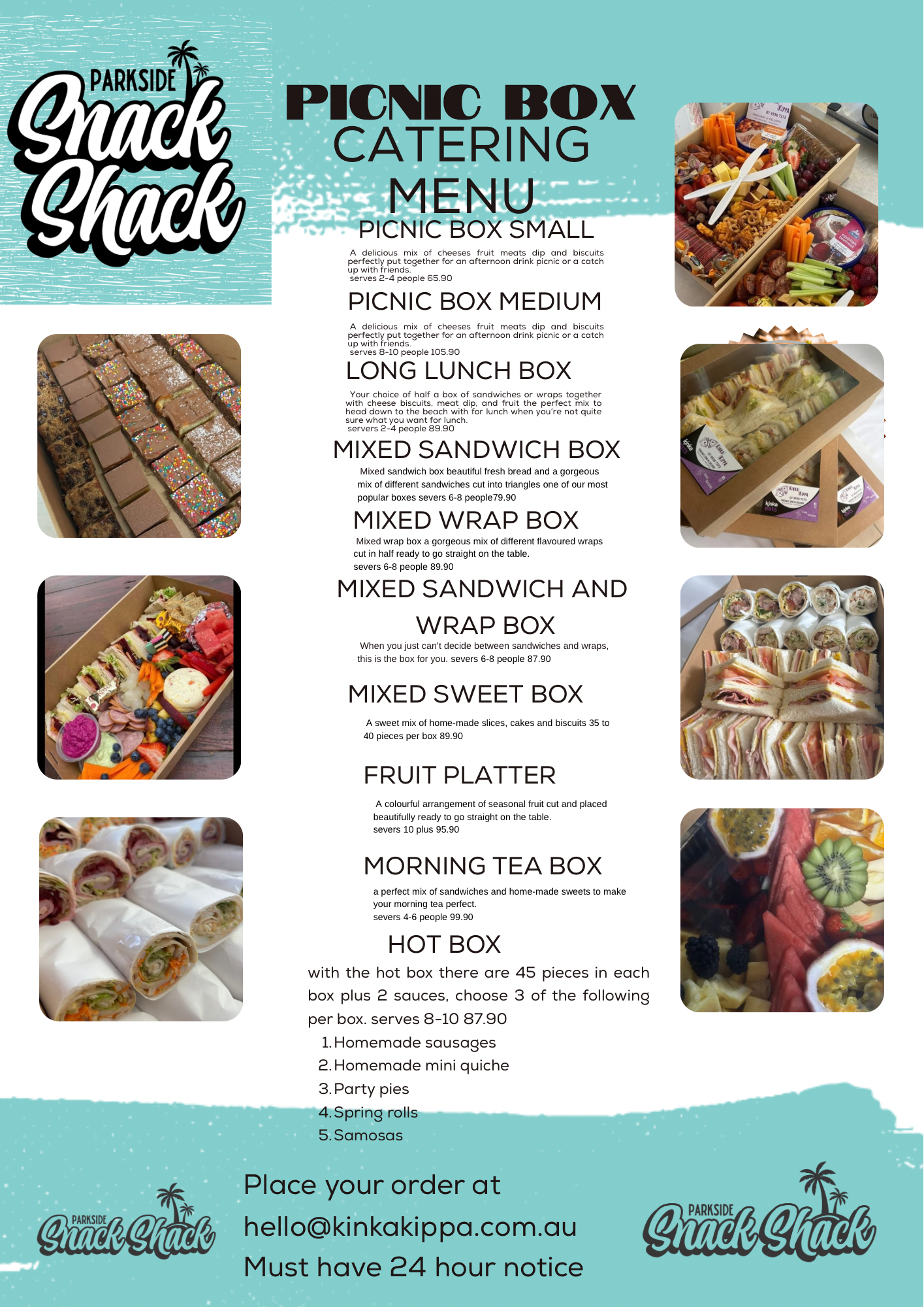Takeaway Menu — Parkside Snack Shack in Emu Park