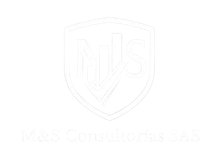 Logotipo azul claro de “NJS” dentro de un escudo, con una marca de verificación y el texto “MyS Consultorías SAS” debajo.