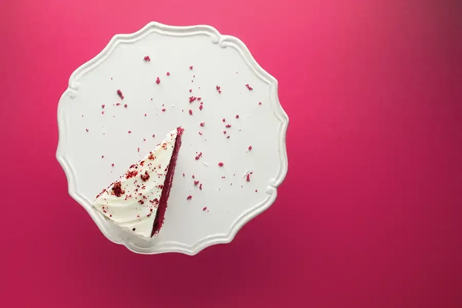 A piece of cake on a white plate