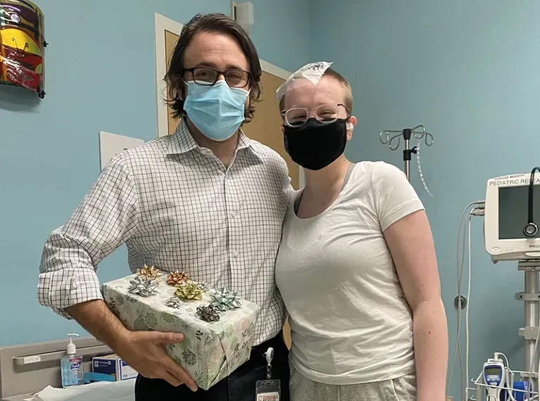 Nicholas Vitanza (left) treated Emily Hood (right) using CAR-T-cell therapy