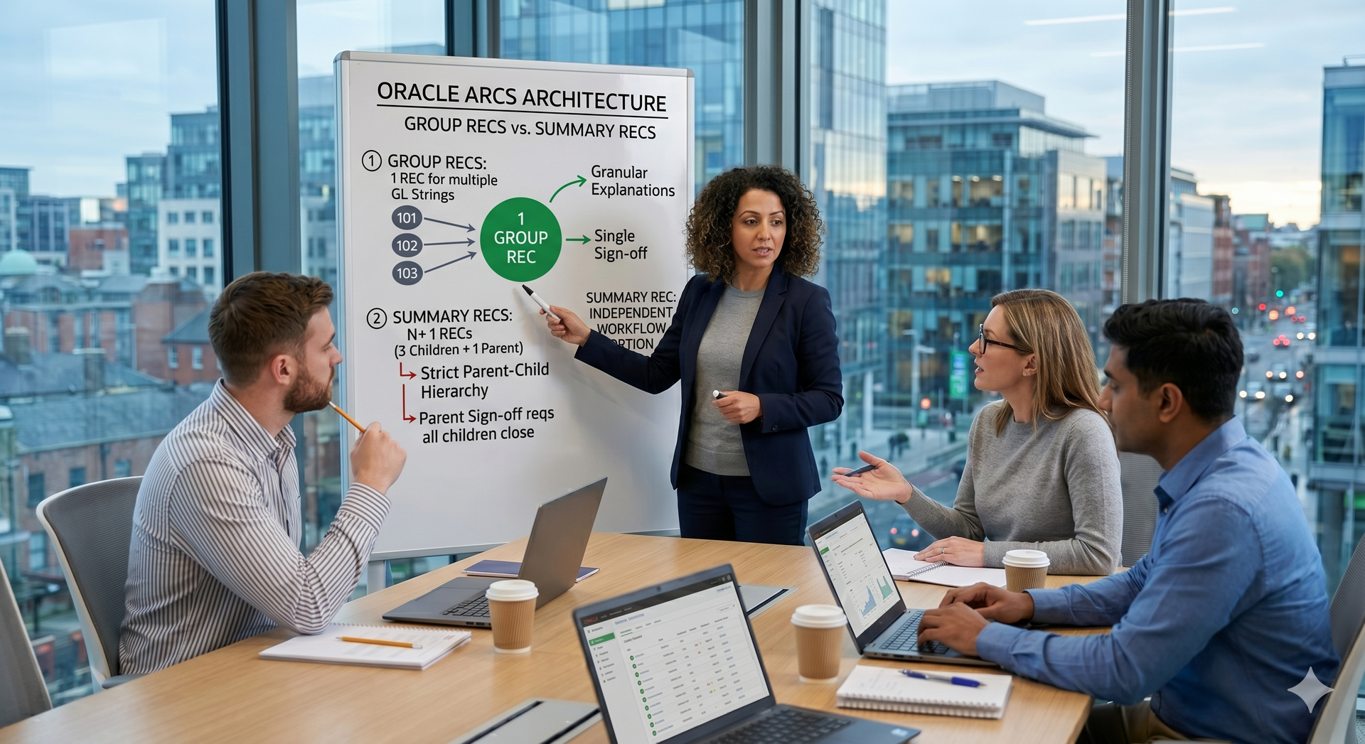 Oracle ARCS Group Reconciliation vs Summary Reconciliation Workflow Diagram
