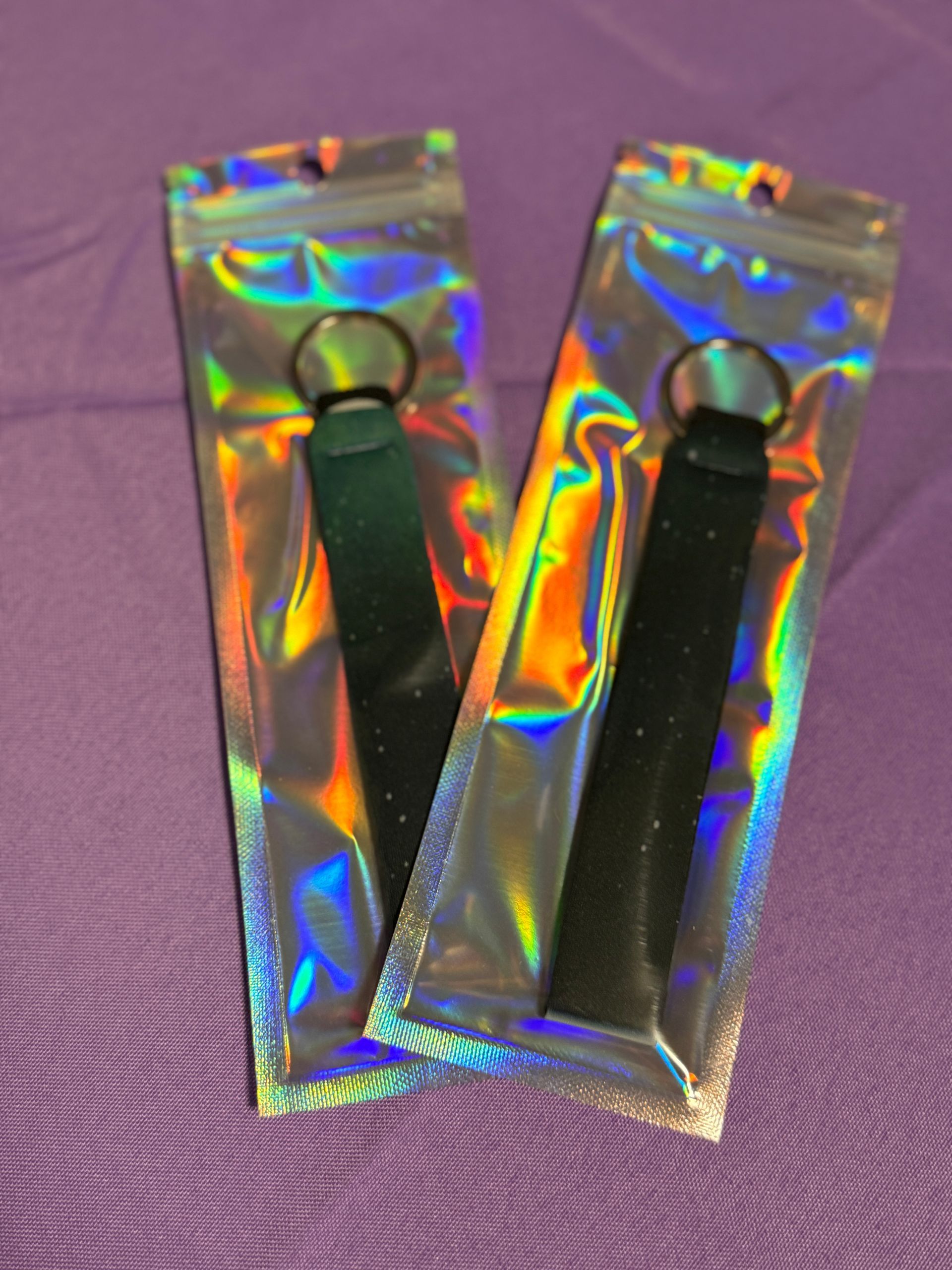 Black and green wristlet keychain