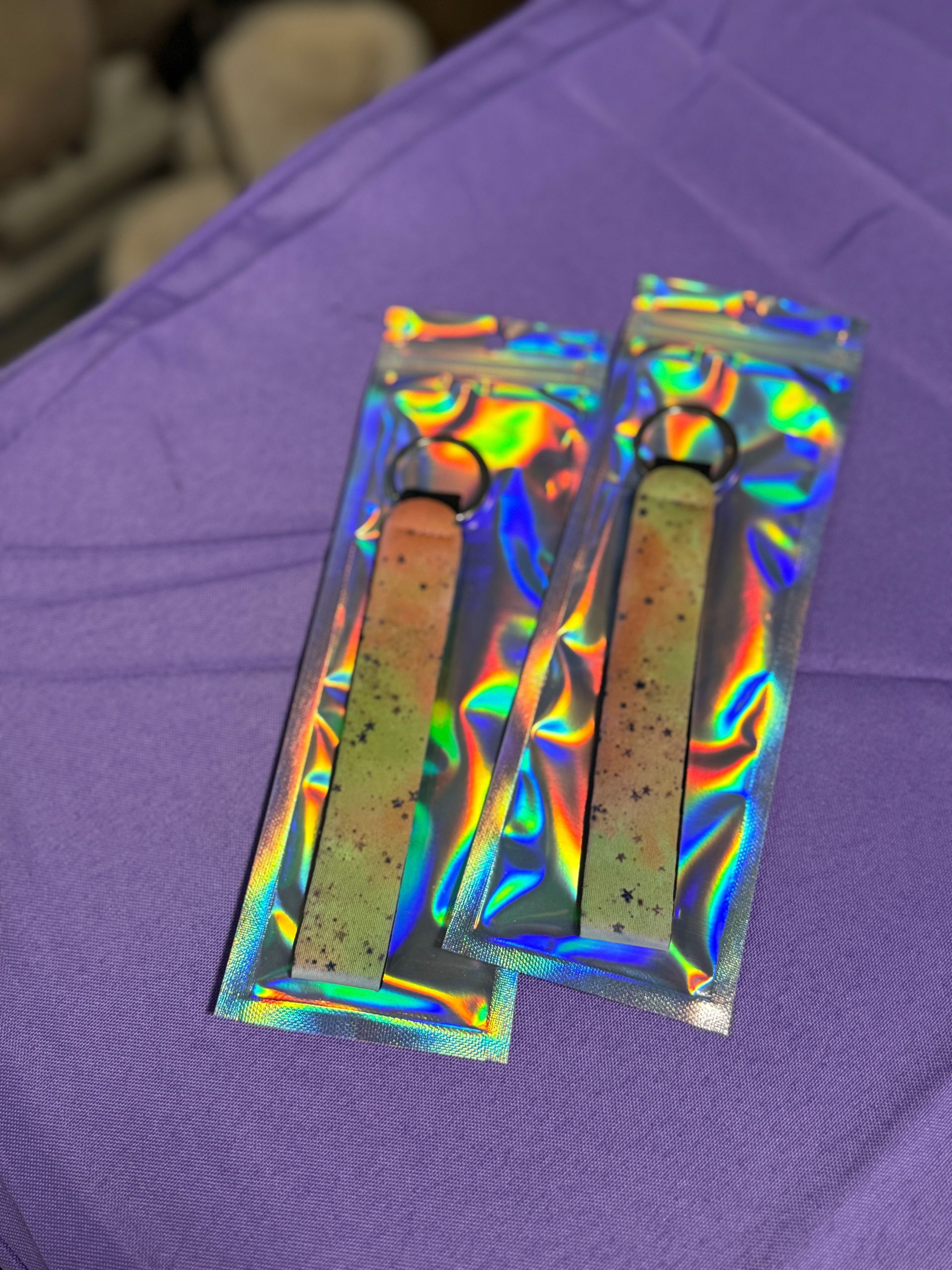 Orange and yellow wristlet keychain