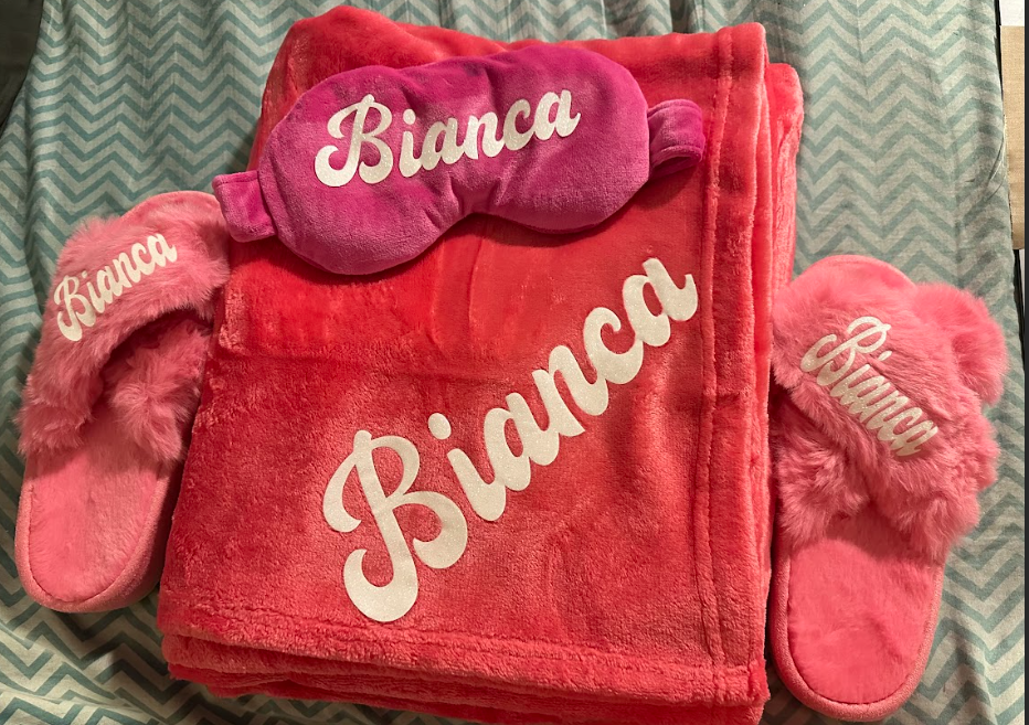 Blanket, Slippers & face Mask