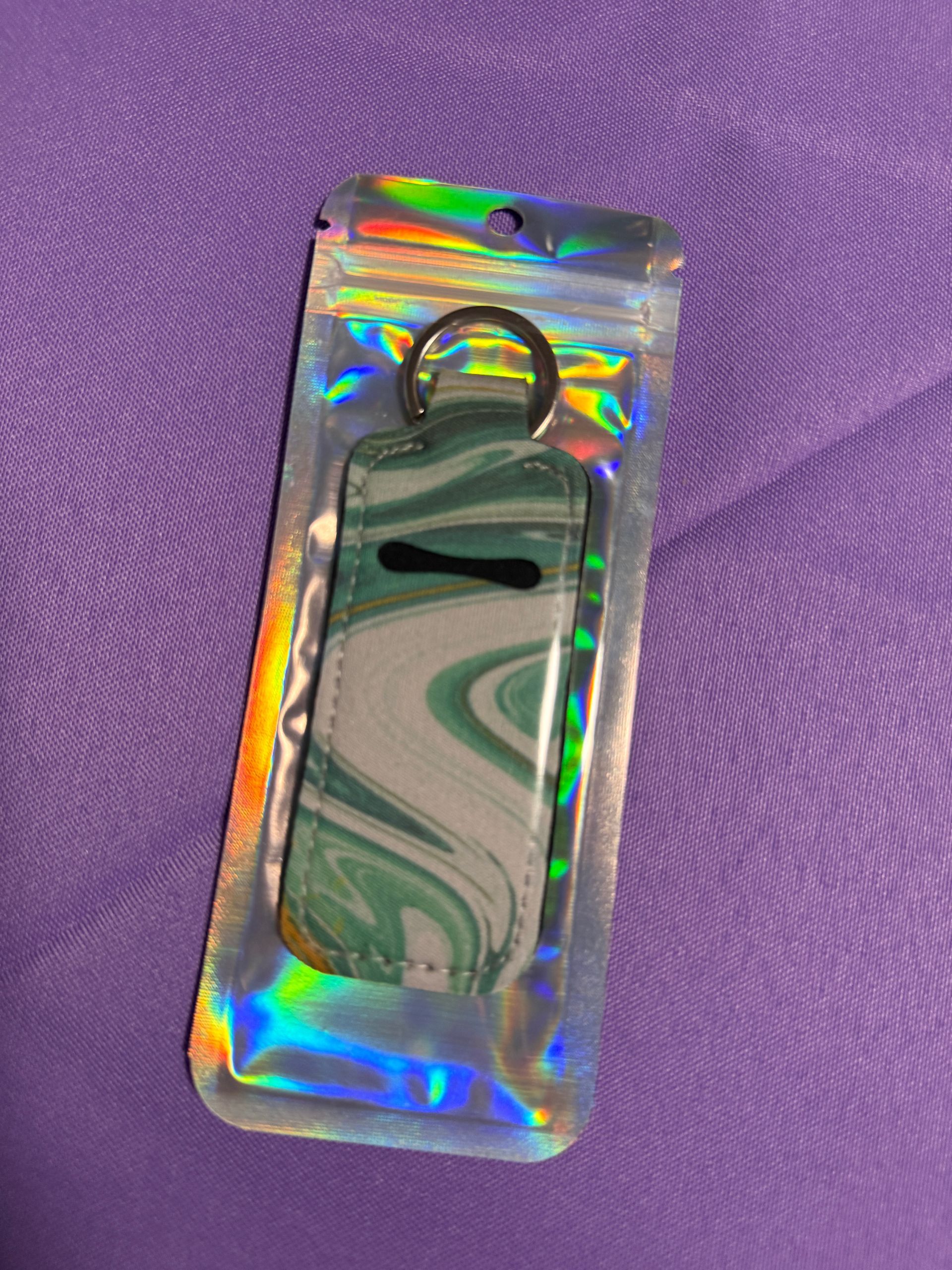 Watercolors Green & white Chapstick holders with two Chapstick