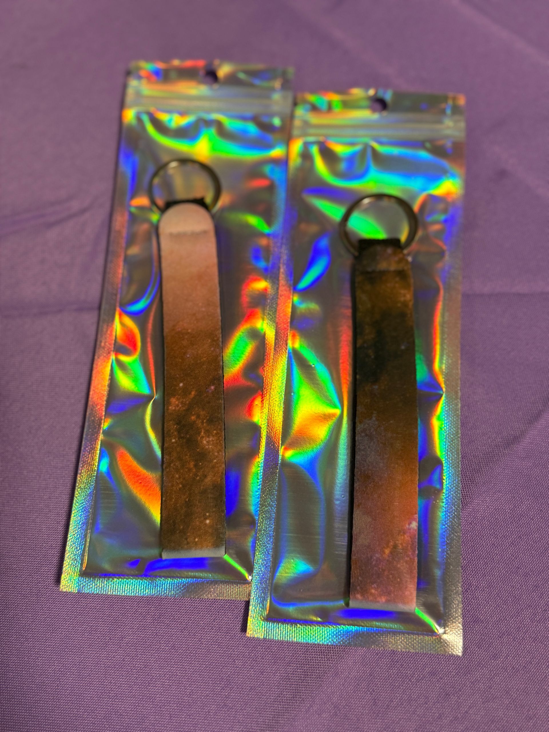 beige and brown wristlet keychain