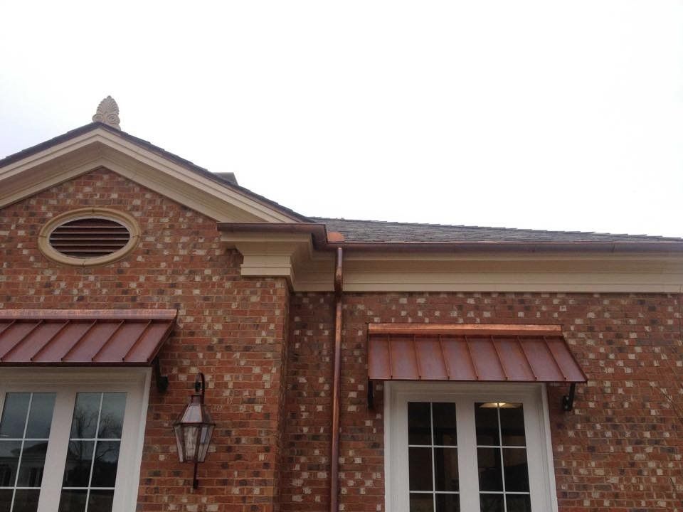 Copper Gutter Installation — Brick House Closer View in Madison, MS
