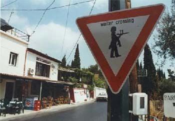 waiter crossing sign