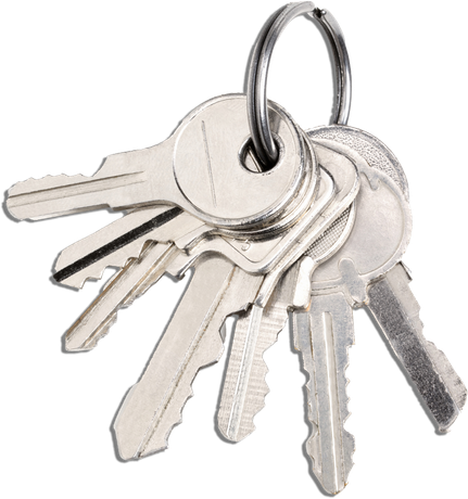 A bunch of keys hanging from a key ring