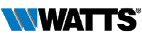 A blue and black logo for watts on a white background.