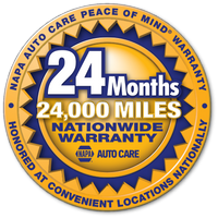 NAPA 36 months 36,000 miles nationwide warranty at Jack's Tune Up & Alignment in Belton, MO