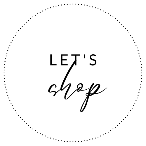 Dotted circle logo with the words “LET’S shop” in black text on a white background