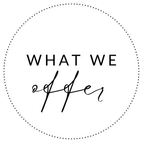 “Who we are” text inside a dotted circle logo on a white background