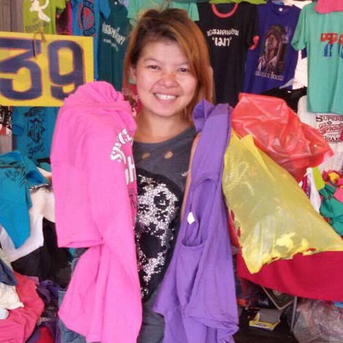 Thai girl shopping in market