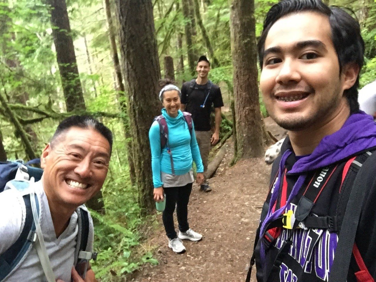 group hiking in the PNW