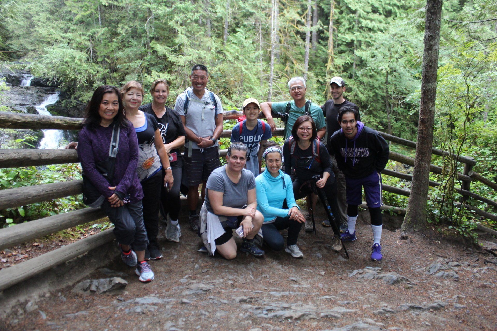 group posing on a hike