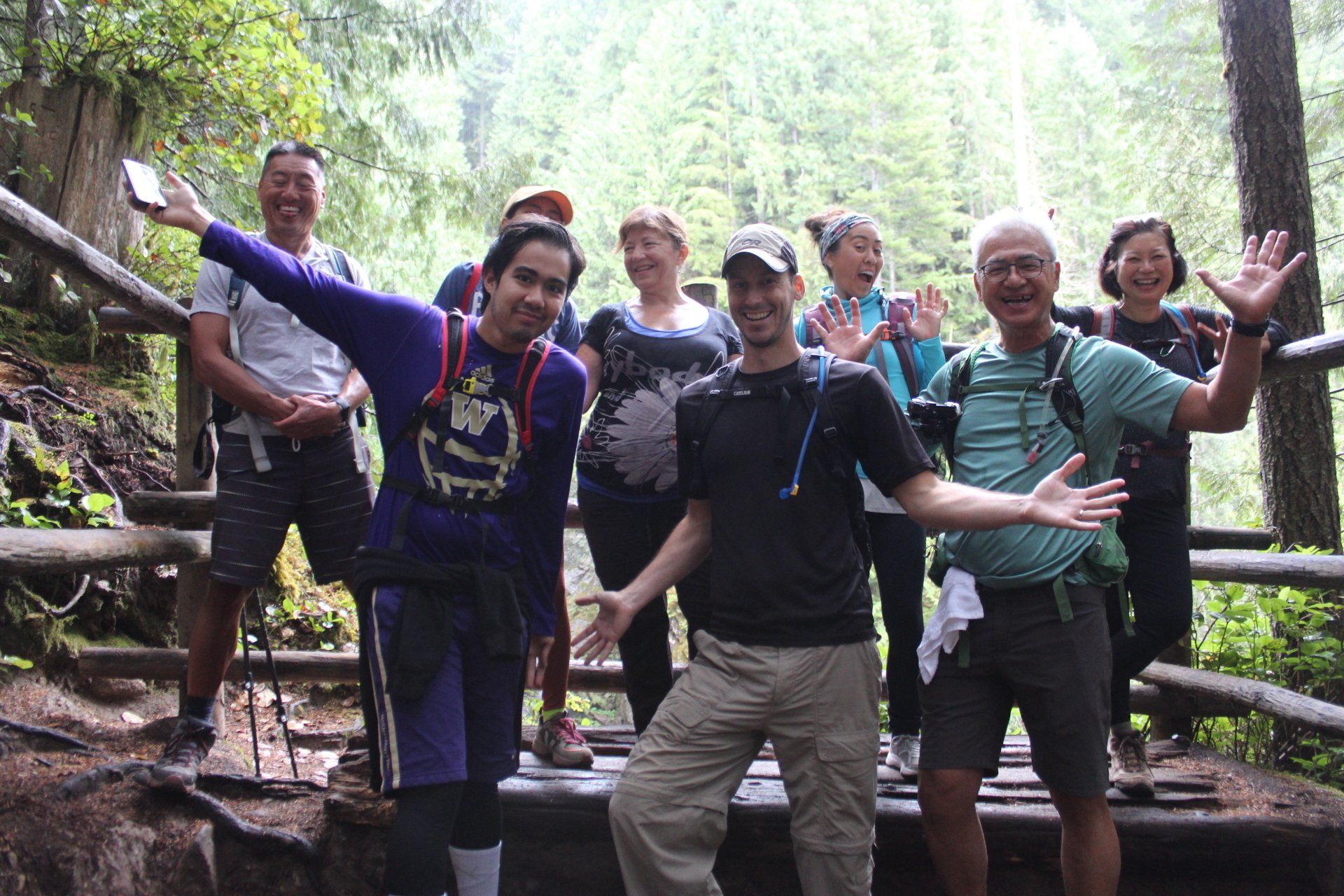 group hiking in the PNW