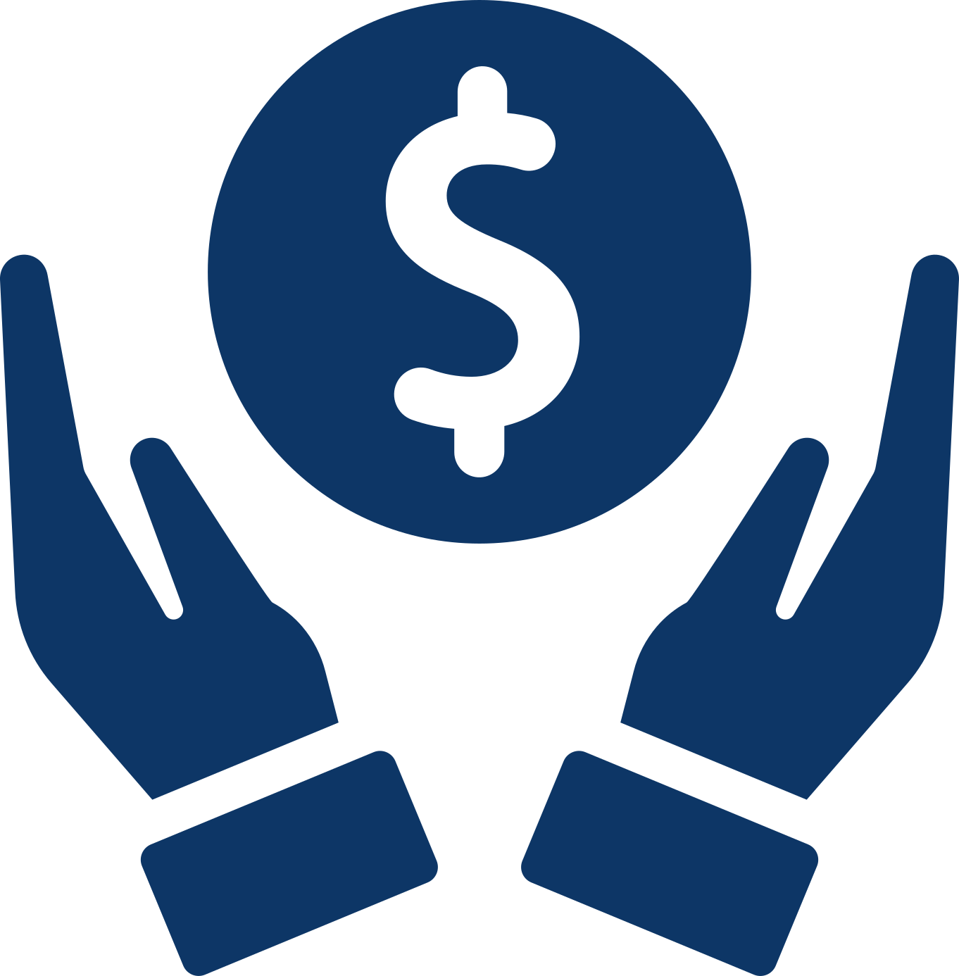 A pair of hands holding a dollar sign in a circle.