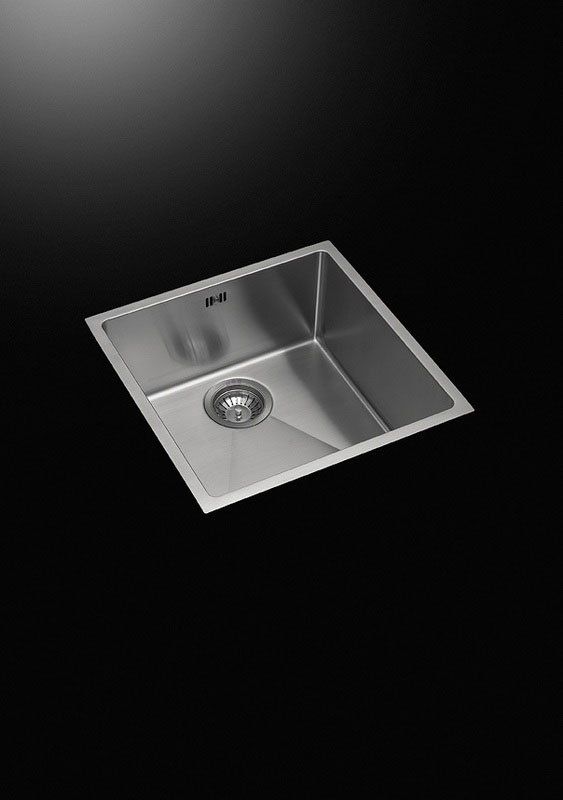 view of a steel sink without tap on a black background