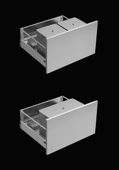two kitchen drawers on black background