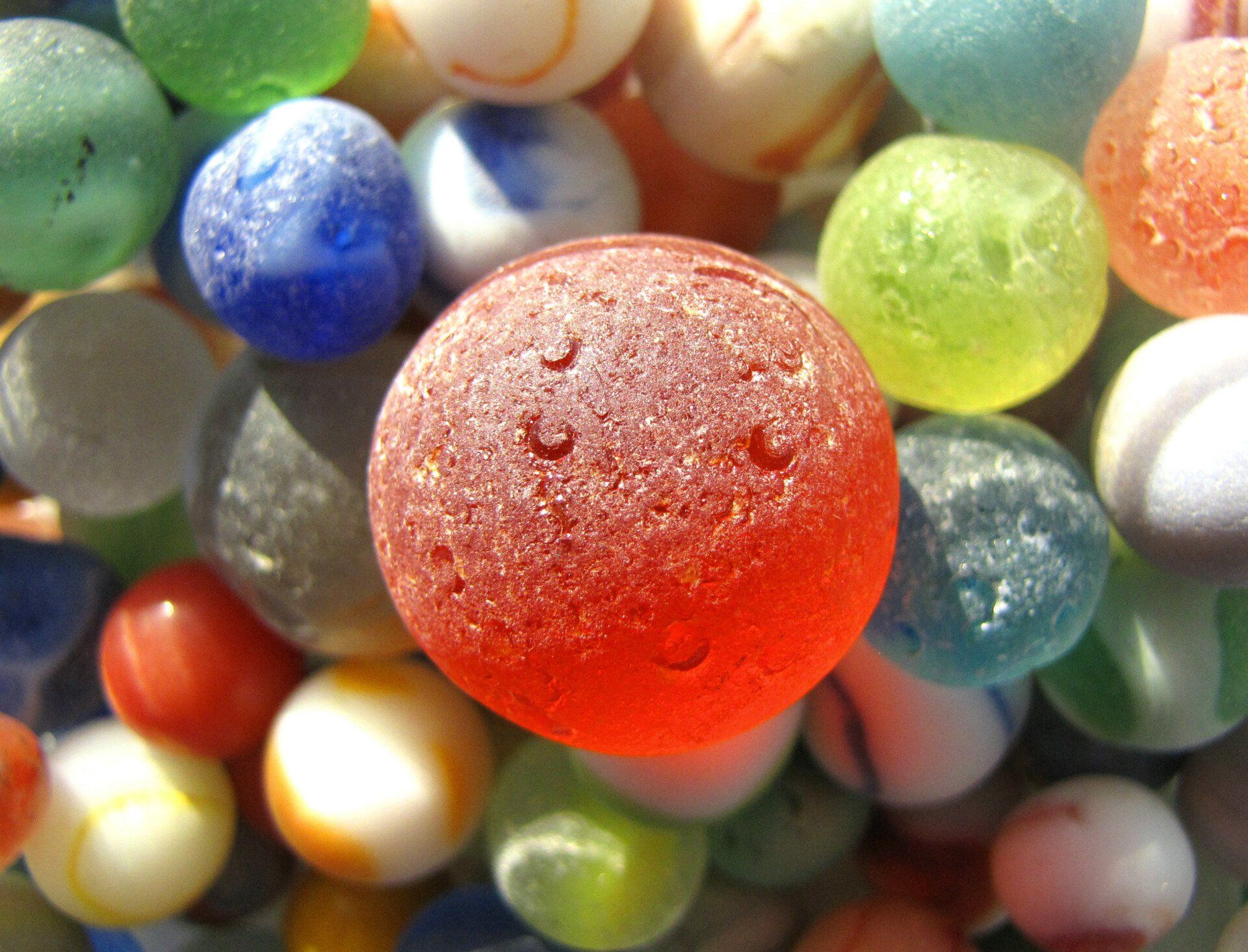 Colorful beach glass marbles