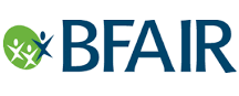 Image is the green and blue BFAIR logo