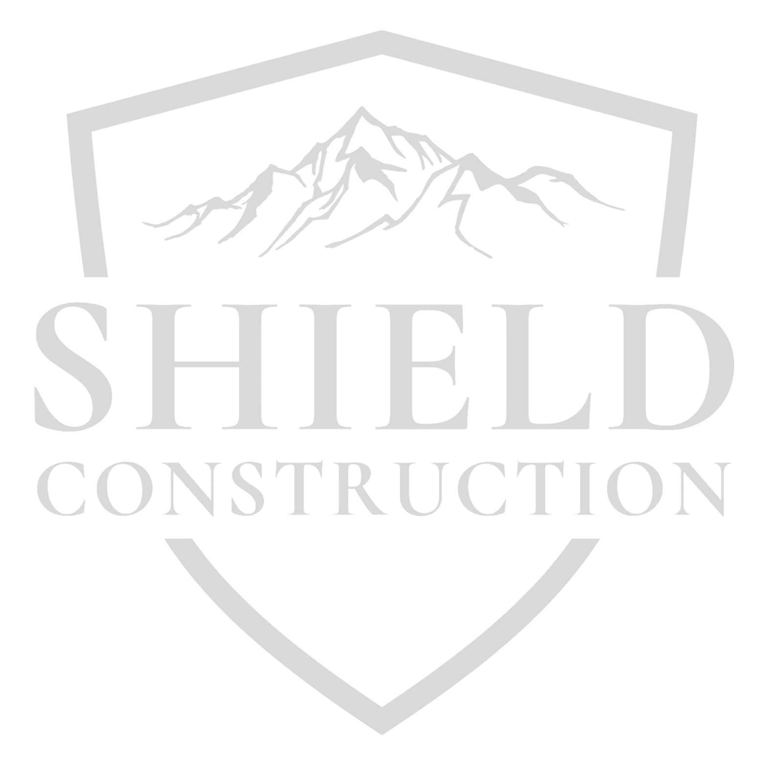 Shield Construction logo with mountain range and company name.