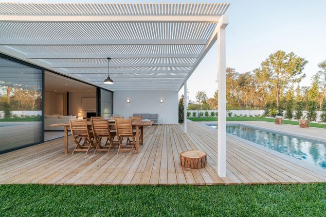 Wooden Deck Beside the Pool